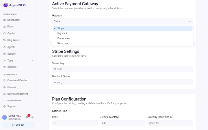 Billing and Payment Gateways Panel