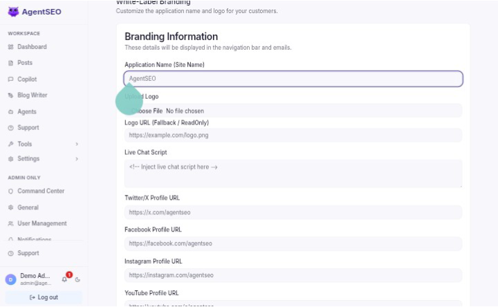 White-Labeling Branding Panel