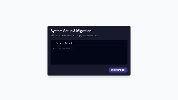 Database Migration Setup Page